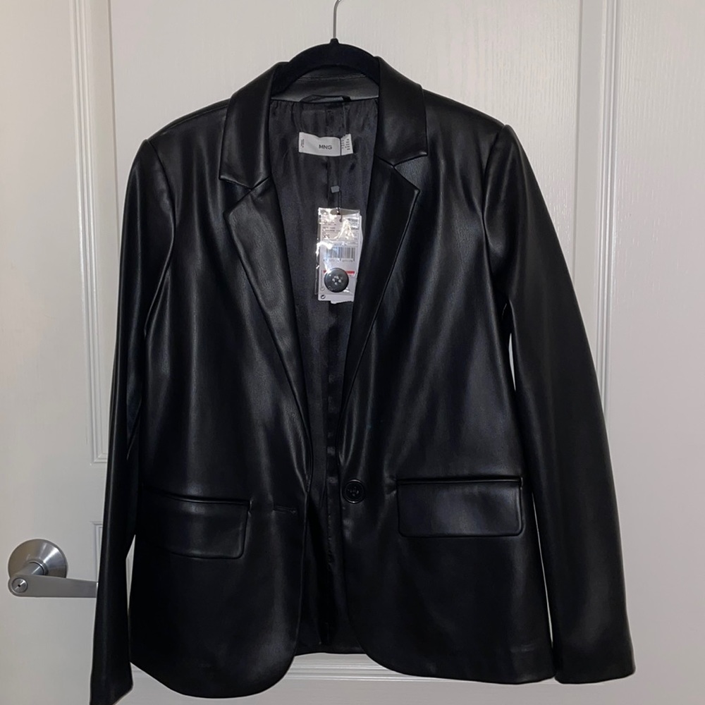 Black Vegan Leather Blazer NWT XXS